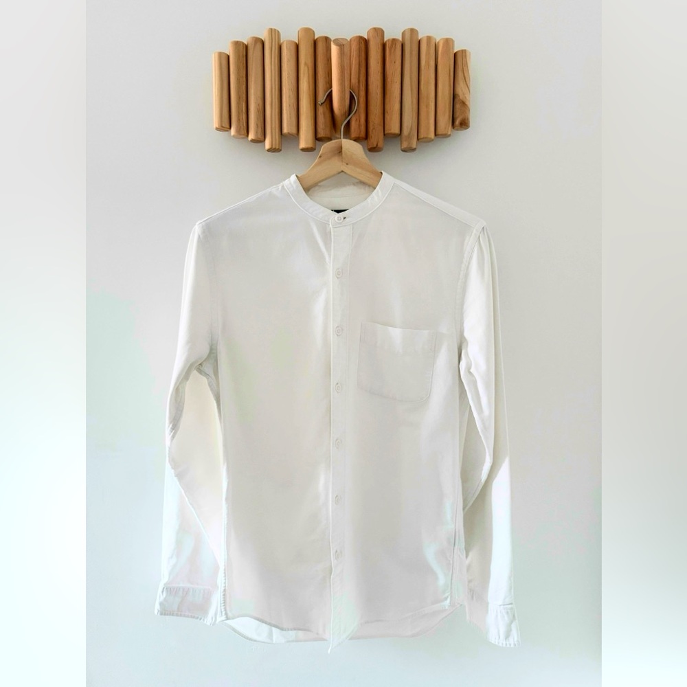J. Crew White Oxford Button Down Shirt Band Collar (Size XS)